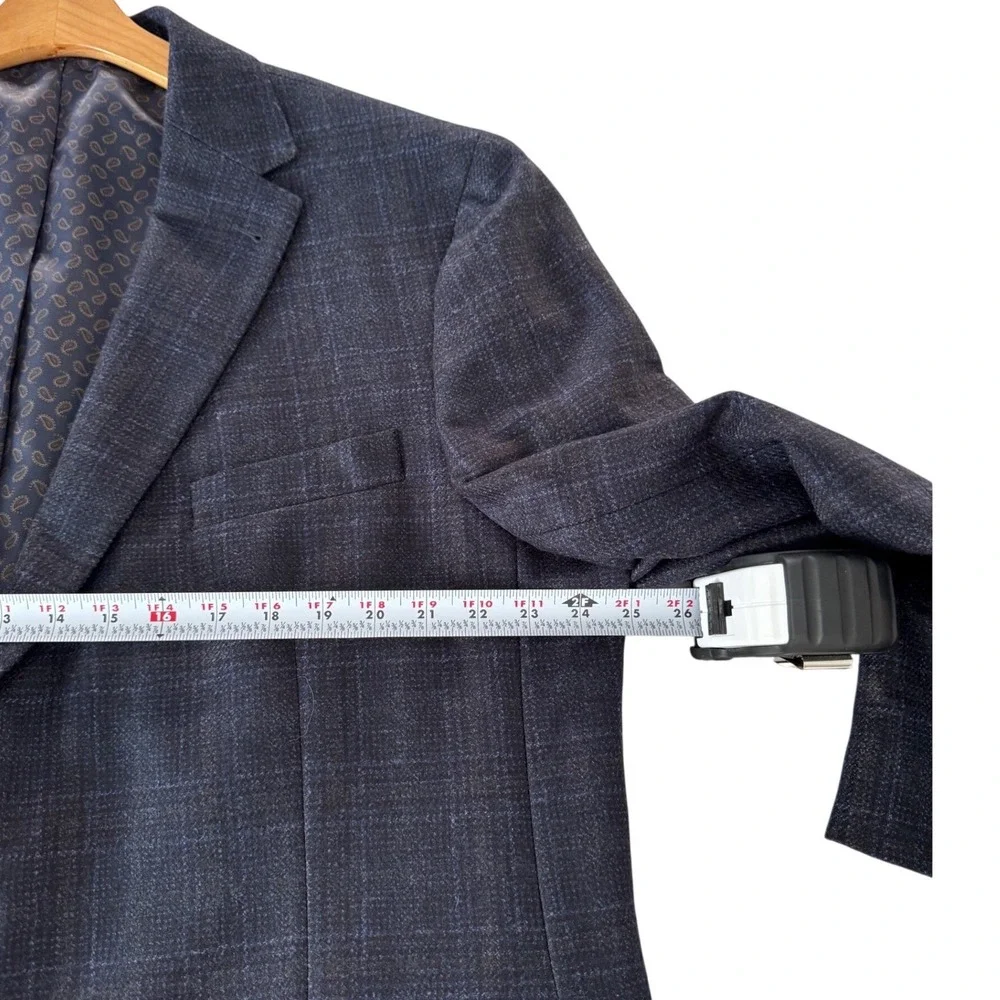 Joseph Abboud Hamilton Soft 50L Sport Coat Lanificio Di Pray Wool Navy Plaid